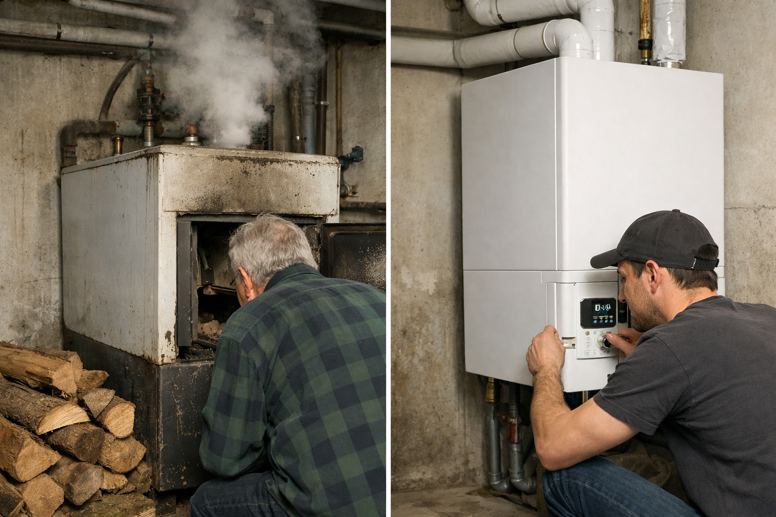 Chaudière surdimensionnée gaspillant 40% de combustible par surconsommation énergétique